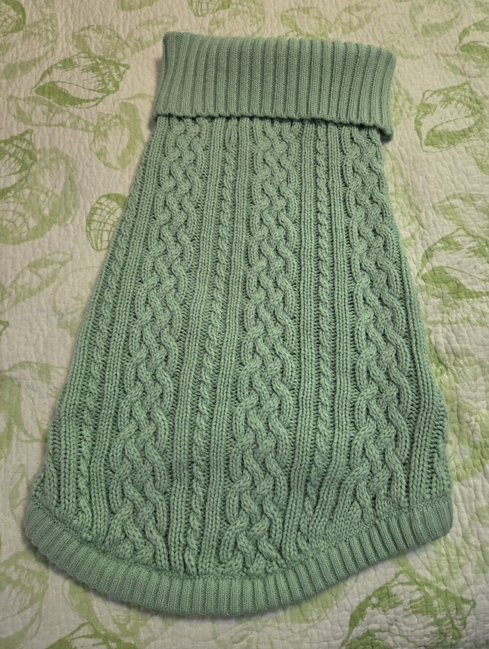 Mint Cable Knit Dog Sweater - Cozy Ribbed Comfort